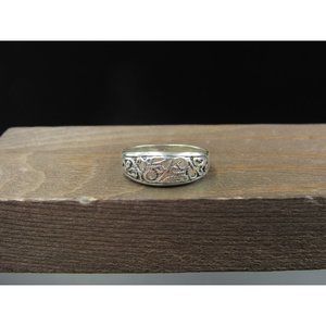 Size 6.25 Sterling Silver Rope Style Filigree Pattern Band Ring Vintage